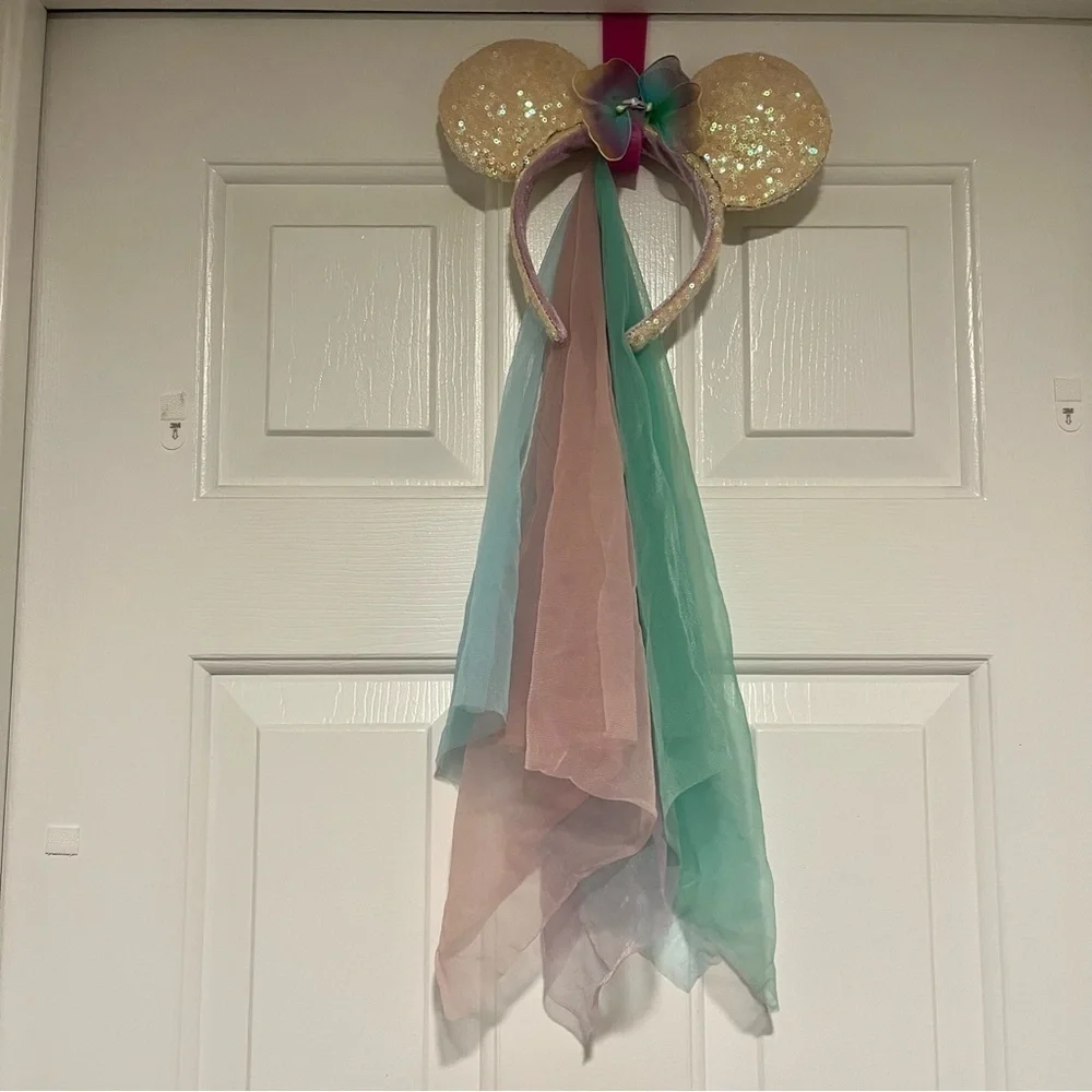 Disney Parks Minnie Ears Sequin Tulle Pastel Pink W - Picture 2 of 5